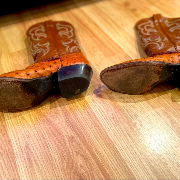 Nocona Genuine Exotic Full Quill Ostrich and Leather Men’s Cowboy Boots. - Picture 9 of 15